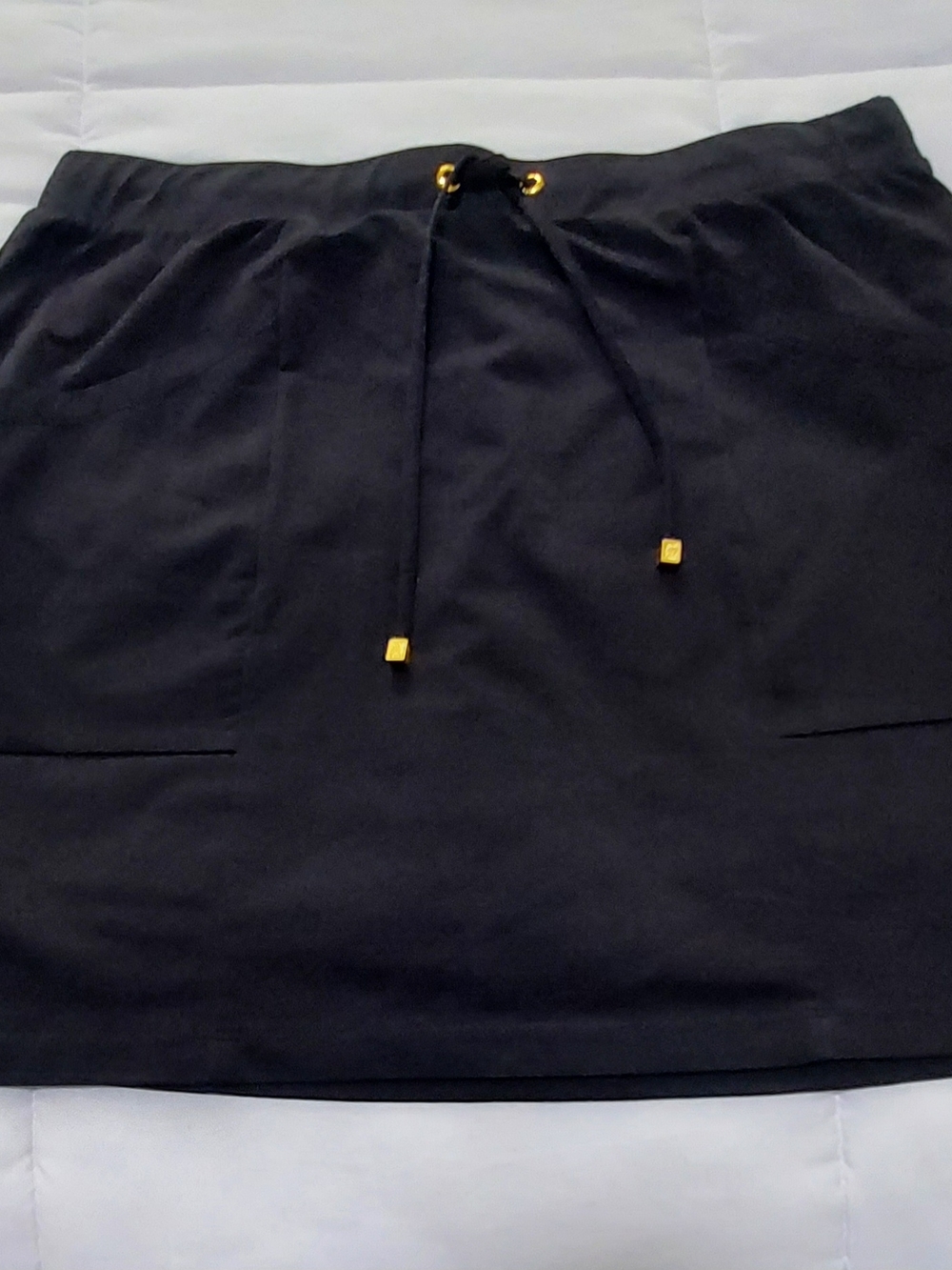 Anne Klein Black Mini Skirt with Gold Accents